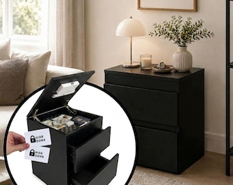 Nightstand with Secret Compartment and RFID Lock - Floating Shelf Bedside Table - Modern Side Tables with Drawer - Wood Side Table Shelf