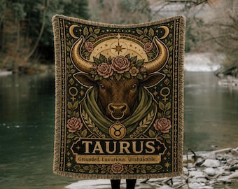 Oxen Zodiac Bull vävd filt | Astrologi himmelsk gobeläng