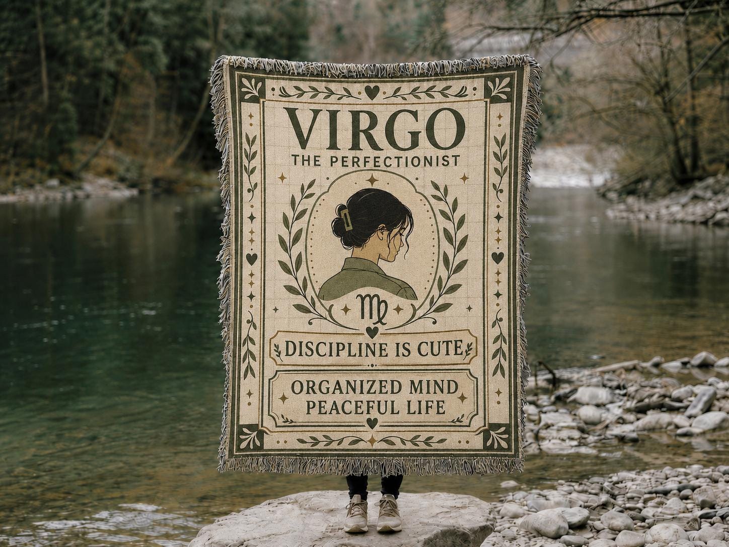 Virgo Zodiac Illustration Woven Blanket | Astrology Sign Throw