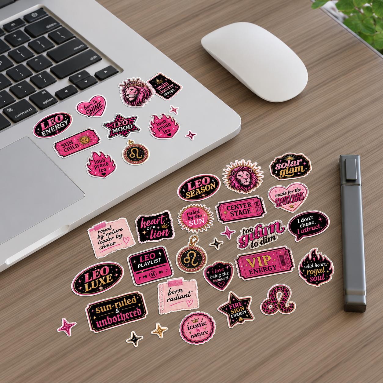 Leo Zodiac Pink Gold Sticker Sheets | Astrology, Horoscope Decals