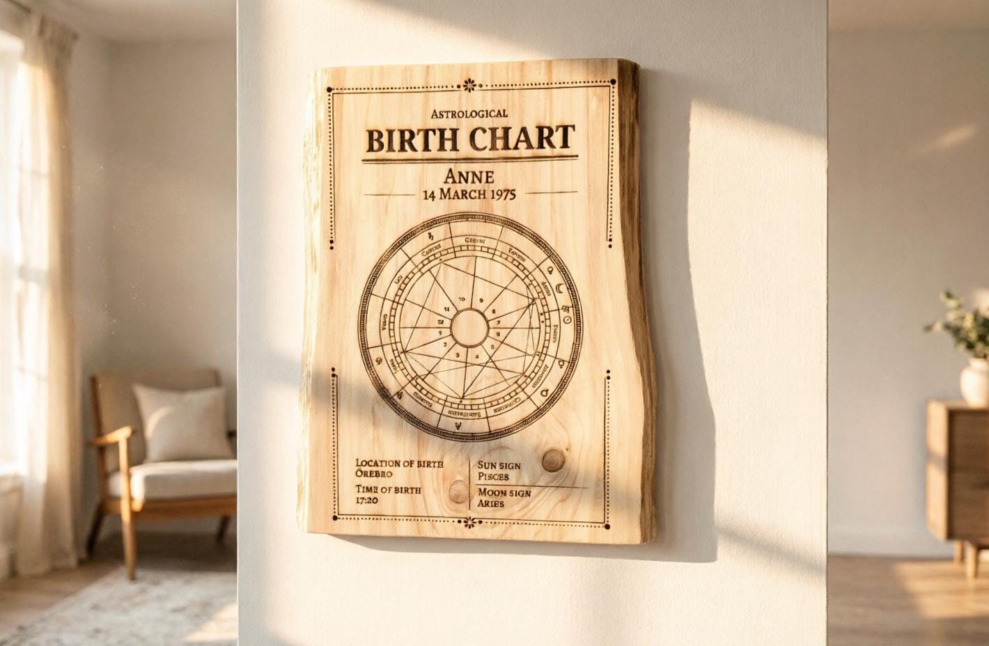 Personalized Wooden Astrology Birth Chart – Custom Natal Chart Wall Art