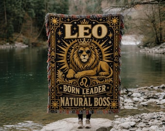 Lejonet Stjärntecken Lejon Vävd Filt | Born Leader Natural Boss, Astrologi Filt
