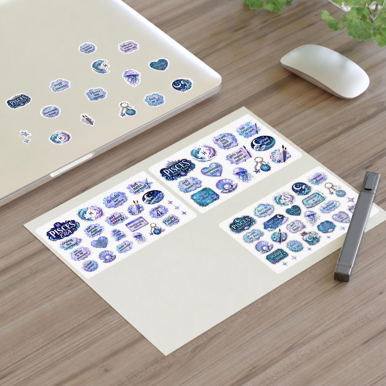 Pisces Zodiac Celestial Sticker Sheets | Astrology Planner Stickers