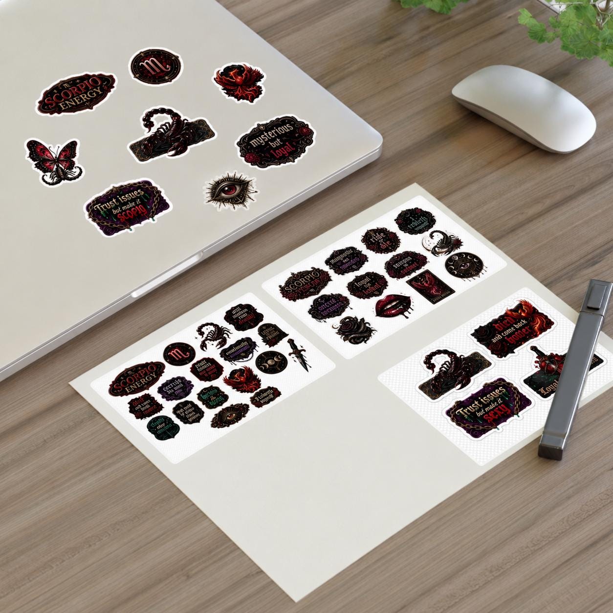 Scorpio Zodiac Sticker Sheets | Astrology Scorpio Decals, Moon Magic