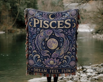 Fiskarna Zodiac Art Vävd filt | Dröm, Skapa, Flöde gobelängpläd