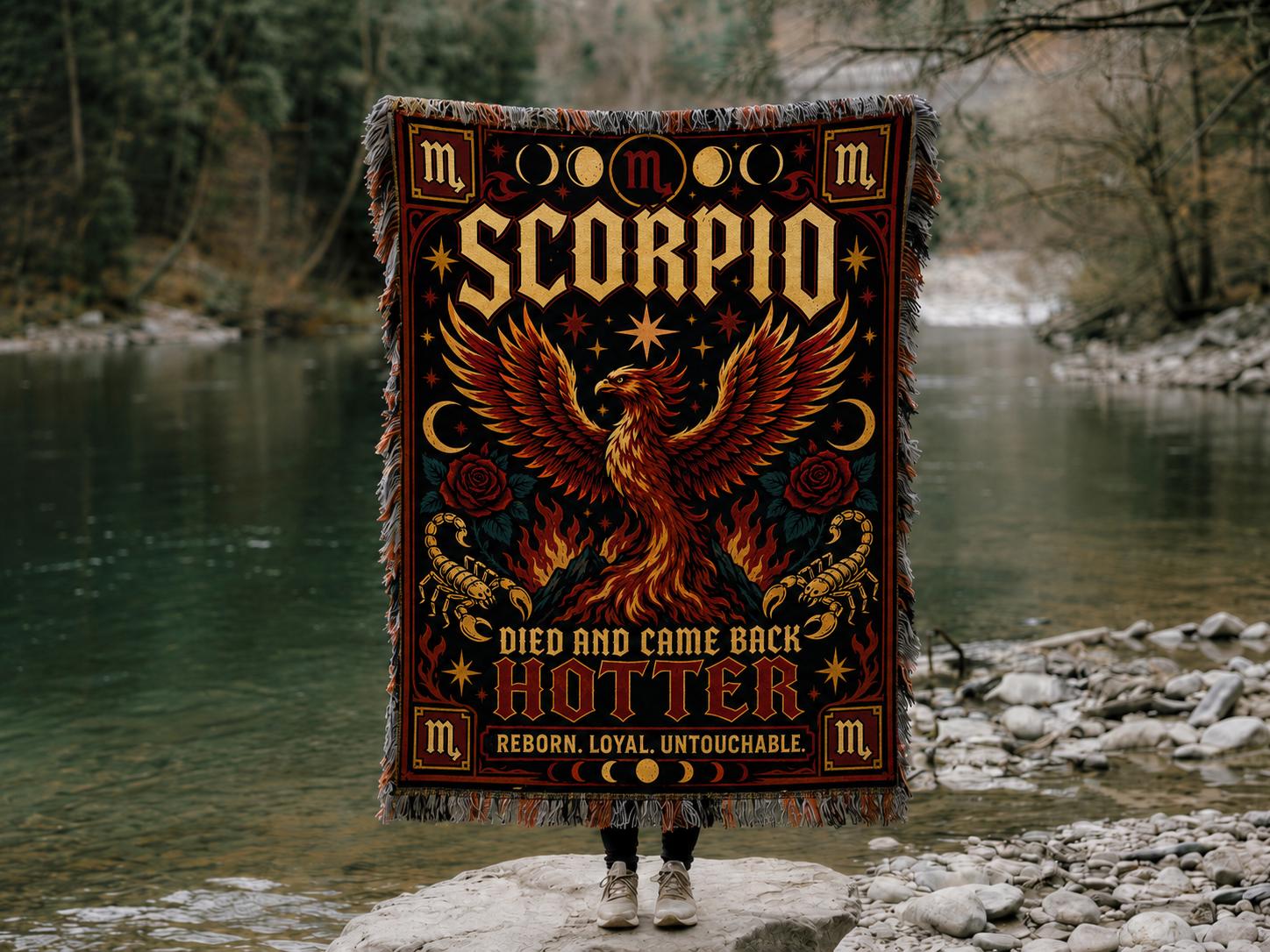 Scorpio Phoenix Woven Blanket | Zodiac Scorpion Tapestry Throw