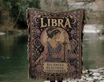Vågen Zodiac Art Nouveau vävd filt | Astrologi gobelängpläd