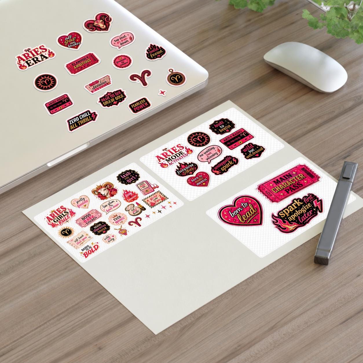 Aries Zodiac Quote Sticker Sheets | Astrology Planner Stickers