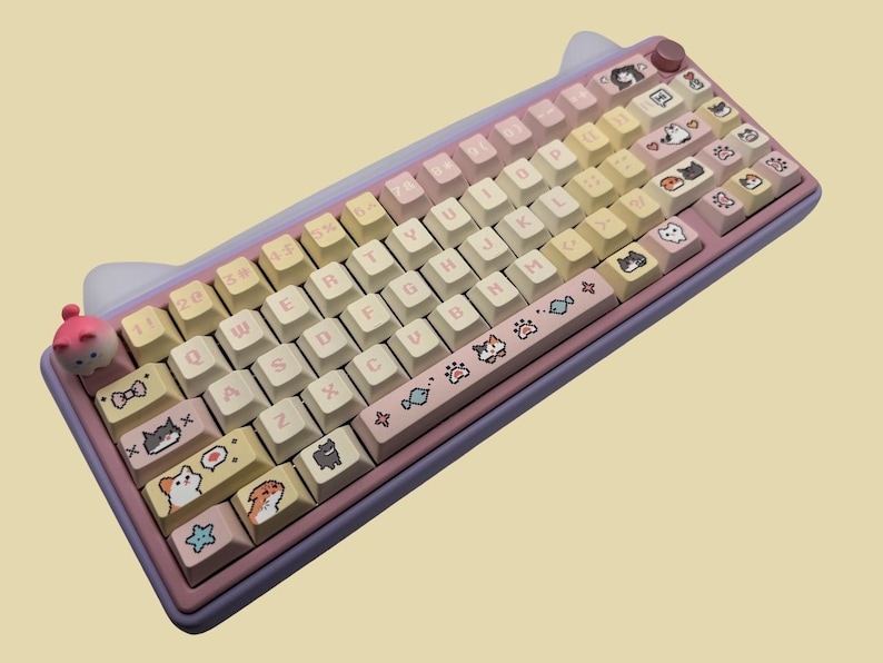 Cat Meme Custom Mechanical Keyboard -- Creamy and Marbly Sound, 65% ...