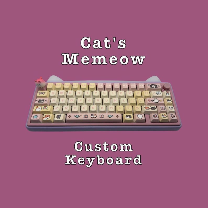 Cat Meme Custom Mechanical Keyboard -- Creamy and Marbly Sound, 65% ...