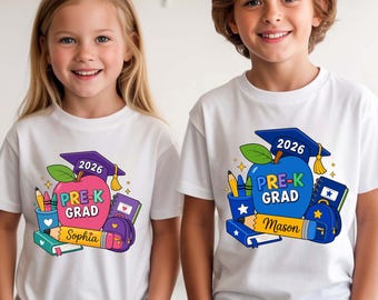 Personalized Pre-K Graduation T-Shirt, Class Of 2026 Toddler Tee, Preschool Grad Top