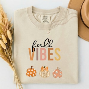 Fall Vibes Pumpkin Shirt, Comfort, Cute Pumpkin T-Shirt, Autumn Graphic Tee, Pumpkin Season Shirt