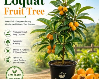 TutiFarm Loquat Live Tropical Fruit Tree 3-6" Grow Garden Nispero Eriobotrya Jap