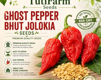 TutiFarm Ghost Pepper Seeds Organic Capsicum Aji Hot Fire Sauce Bhut Jolokia