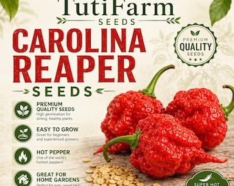 TutiFarm Carolina Reaper Pepper Seeds Organic Capsicum Aji Hot Fire Tobago Sauce