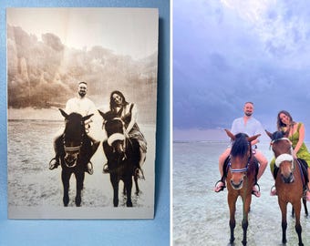 Custom Wood Photo Engraving | Personalized Laser Portrait on Wood | Unique Couple Gift | Handmade in Italy