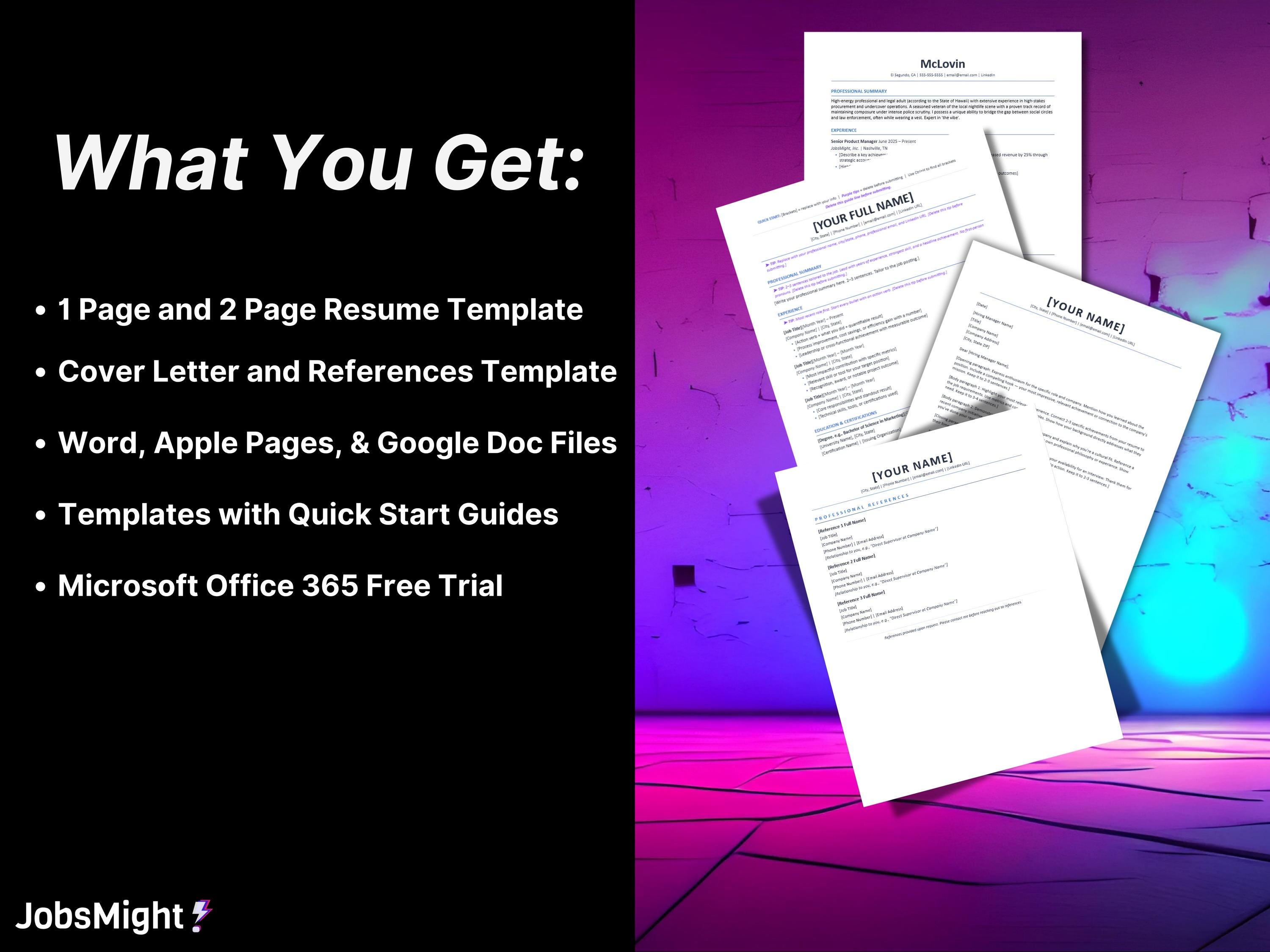 ATS Friendly Resume Template, Professional CV With Cover Letter ...