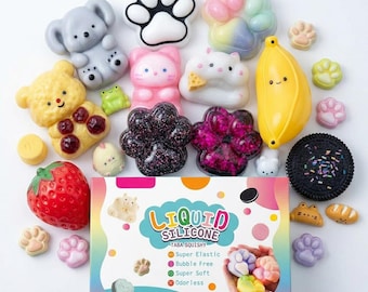 21 Pack Taba Squishy Fidget Toys, Sensory Squeeze Animals, Party Favors (Assorted Designs)