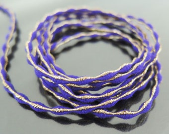 Elastic Cord 2.5mm - Purple with Metallic Gold Stretch Elastic Drawcord Rope Cord ( 1 , 5 or 10 Yards )