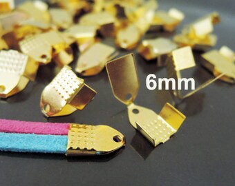 Krimp uiteinden - 10 Stück Gold Plated Metal bezaaid Crimp kraal koord eind Cap Clasp bevestiger vouwen Over Clip vinden 7 x 11 mm