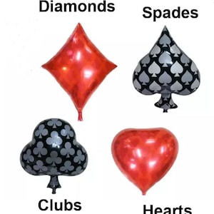 Ballons - 18 Zoll Casino Poker Party Ballon Clubs Diamanten Spade or Hearts Ballon Schwarz Rot Ballons ( Party Ballon Zubehör Favor )