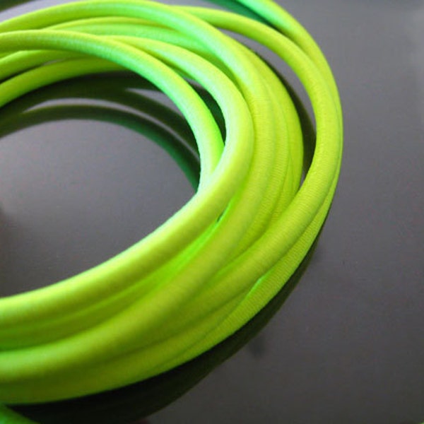 A77 - 5 Yards de 3mm Neon Yellow Round Stretch Elastic Drawcord Cordon