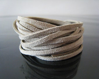 3 Yards of 3mm Grey White Flat Suede Lace