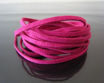 3 Yards of 3mm Hot Pink Flat Suede Lace