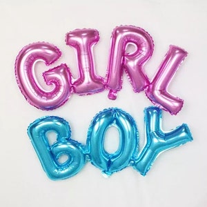 GIRL Balloon or BOY Balloon - Pink Girl or Blue Boy Balloons Letter Balloon Party Ballon (New Baby Birthday Party Decor Balloon Supplies)