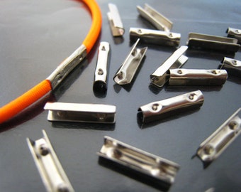 Finding - 20 pcs Clips à tête repliable en métal argenté pour corde de serrage élastique ronde de 2 mm 9 mm x 2 mm