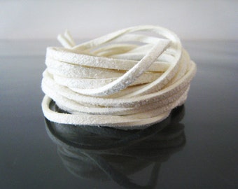 3 Yards of 3mm White Flat Suede Lace