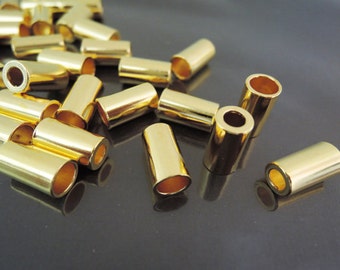 4 pcs Gold End Cap 13mm x 7mm - Finding Metal Round Tone Ends Bead Cap Buckle with Hole ( Hole 5.5mm & 4mm )