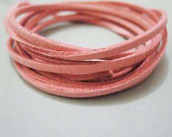 1 Yard of 3mm Peach Flat Suede Lace