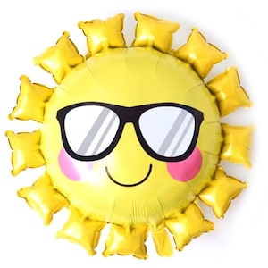 Balloons  - 30 inches Big Balloon Sun with Sunglasses Large Balloon  ( Birthday Decor & Party Balloon Supplies )