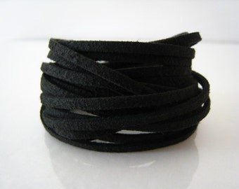 1 Yard of 5mm Black Flat Suede Lace