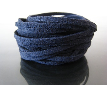 3 Yards of 3mm Navy Blue Flat Suede Lace