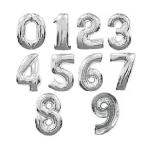 Balões - Balão de folha de 16 polegadas com letras de 0 a 9 números Balões de prata Balões de casamento (decoração de casamento e suprimentos para balões de festa)