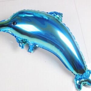 Balões - ENORME balão de golfinho animal de 34 polegadas metálico azul balão de festa balões grandes (decoração de aniversário e suprimentos para balões de festa)