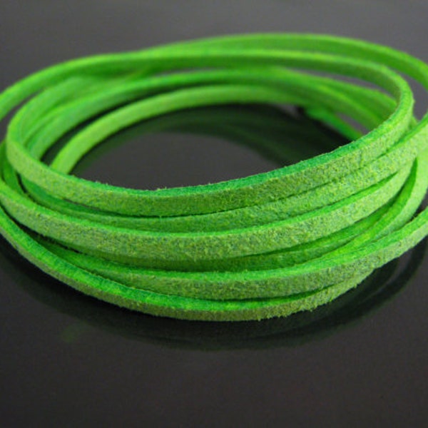 3 mètres de 3mm Neon Green Flat Suede Lace