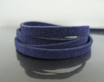 1 Yard of 5mm Navy Blue Flat Suede Lace