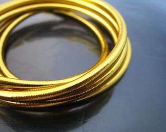 Elastic Gold - 1 Yard of 3mm Gold Metallic Round Stretch Elastic Drawcord Rope Cord