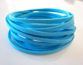 3 Yards of 3mm Turquoise Blue Flat Suede Lace