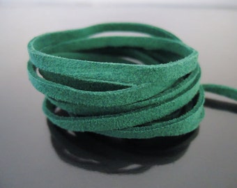 1 Yard of 5mm Light Emerald Green Flat Suede Lace