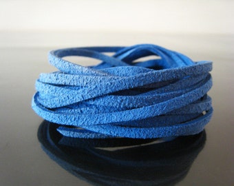 1 Yard of 3mm Blue Flat Suede Lace