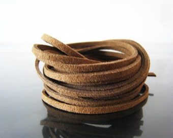 1 Yard of 3mm Brown Flat Suede Lace