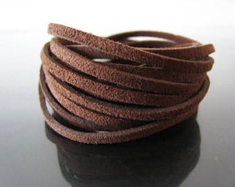 3 Yards of 3mm Dark Brown Flat Suede Lace