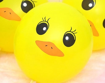 Duck Balloons - 12 inch Yellow Round Latex Balloons Ducks Balloon 12" ( Birthday Decor & Party Balloon Supplies )