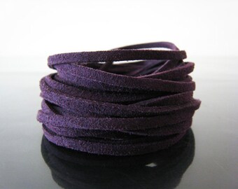 3 Yards of 3mm Dark Purple Flat Suede Lace