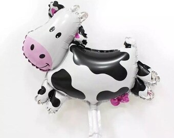 Small Cow Balloon - 16 Inch Little Cute Cow Balloons Animal Balloons Black White Cow Balloon ( Birthday Decor & Party Balloon Suppli