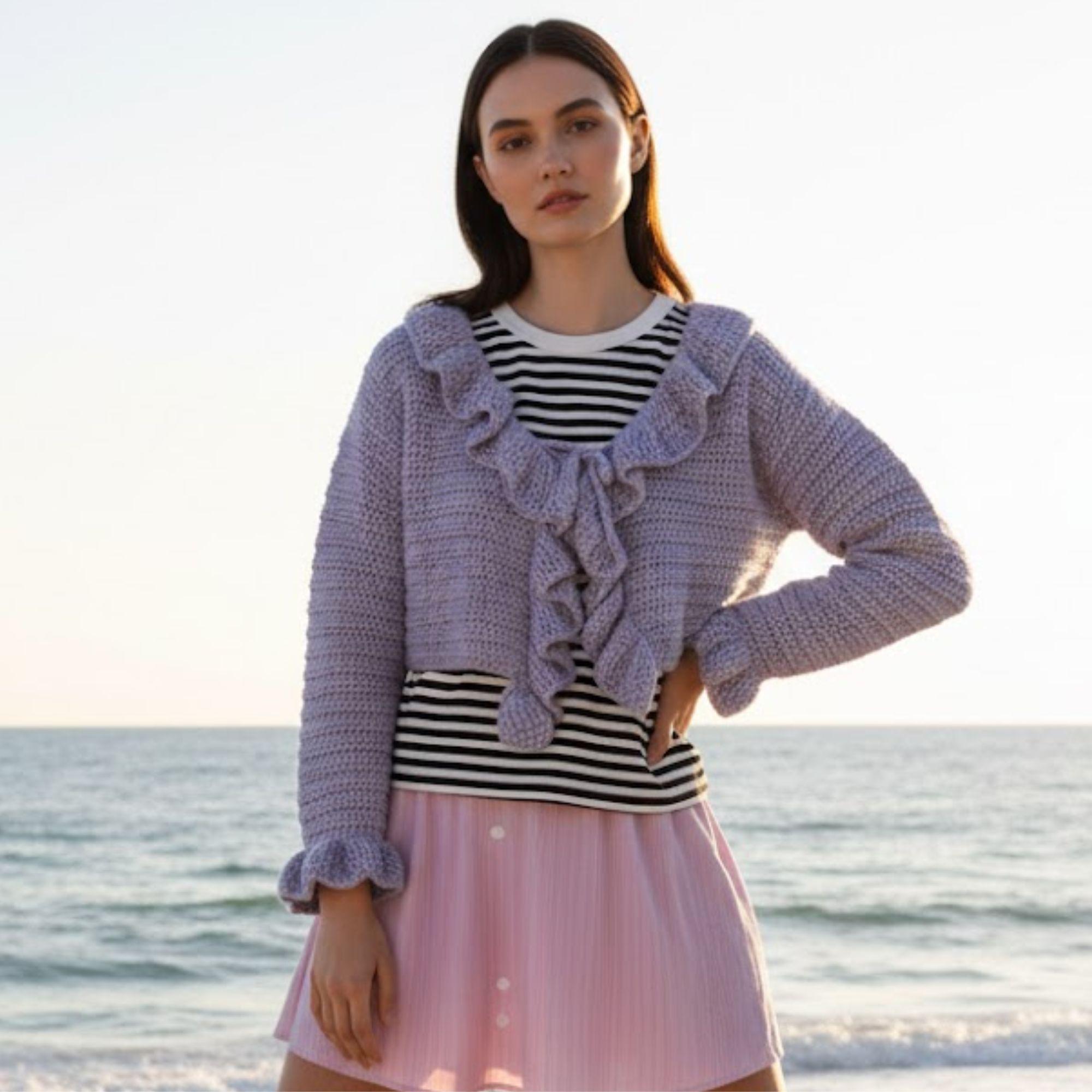 カーディガン vintage hand knit frill ruffle cardigan Y2k Ruffle Cardigan - Etsy